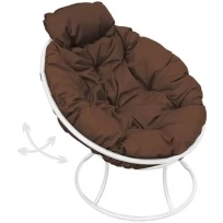 Кресло M-GROUP папасан пружинка мини без ротанга белое, коричневая подушка